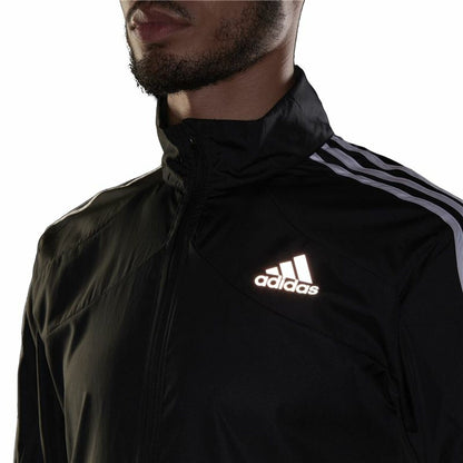 Adidas Marathon 3-Streifen Herren Laufjacke – Schwarz