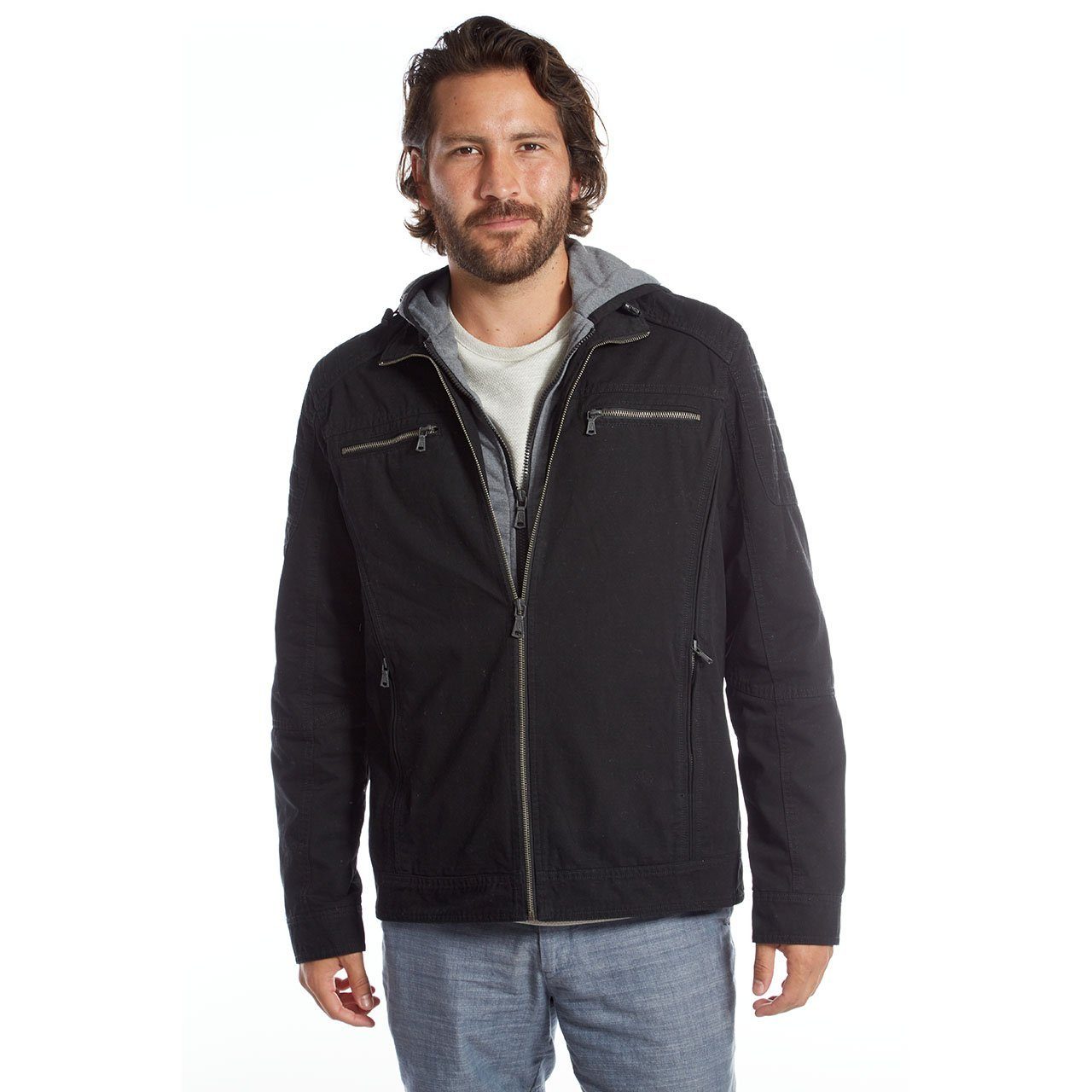 Vielseitige Twill-Jacke aus 100% Baumwolle mit abnehmbarer Kapuze – Kendrick Cotton Jacket