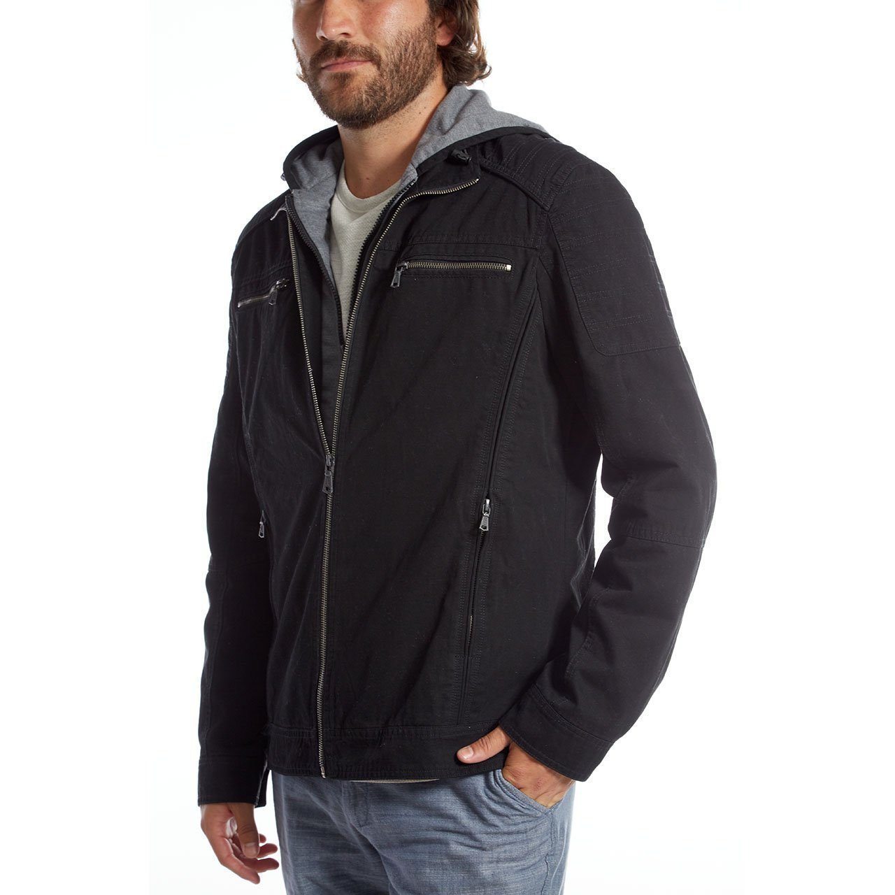 Vielseitige Twill-Jacke aus 100% Baumwolle mit abnehmbarer Kapuze – Kendrick Cotton Jacket