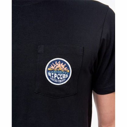 Men’s Short Sleeve T-Shirt Rip Curl Horizon Badge Black Men