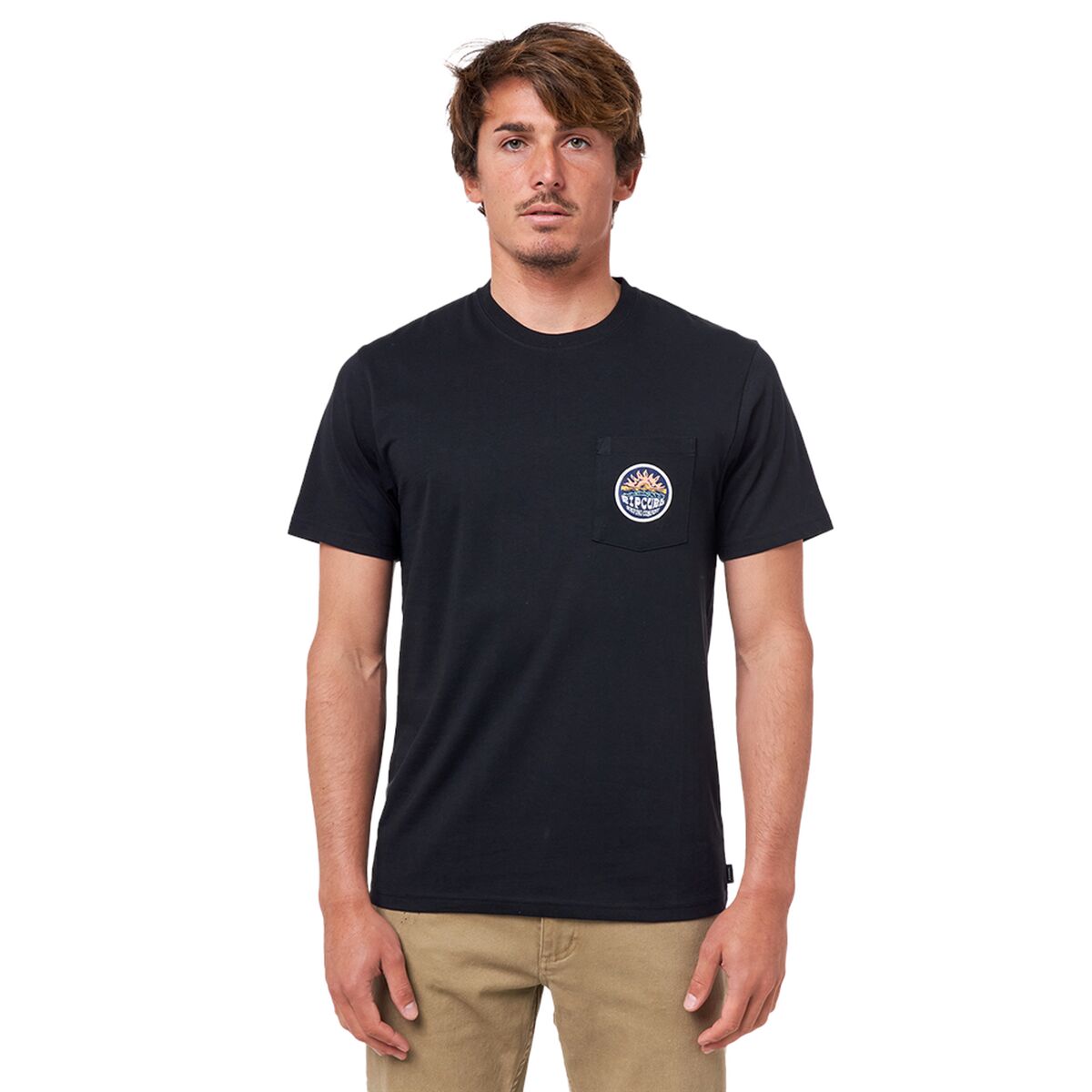 Men’s Short Sleeve T-Shirt Rip Curl Horizon Badge Black Men