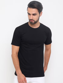 Men's round neck half sleeve tshirt  (Size-L) (Color-BLACK)